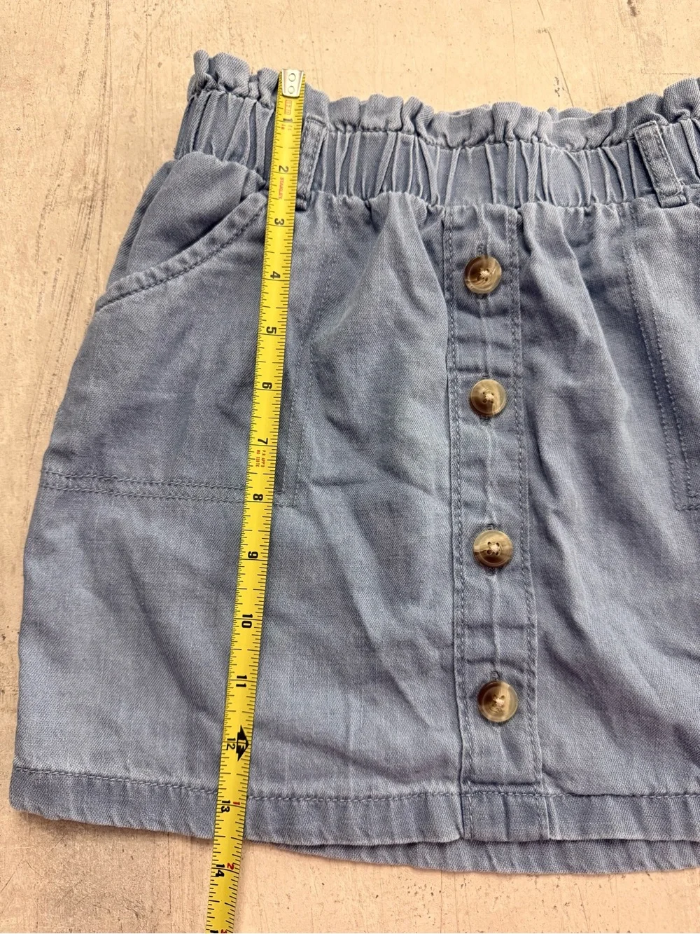 OshKosh B’gosh Girls Chambray Skirt Elastic Waist Button Front Size 8A